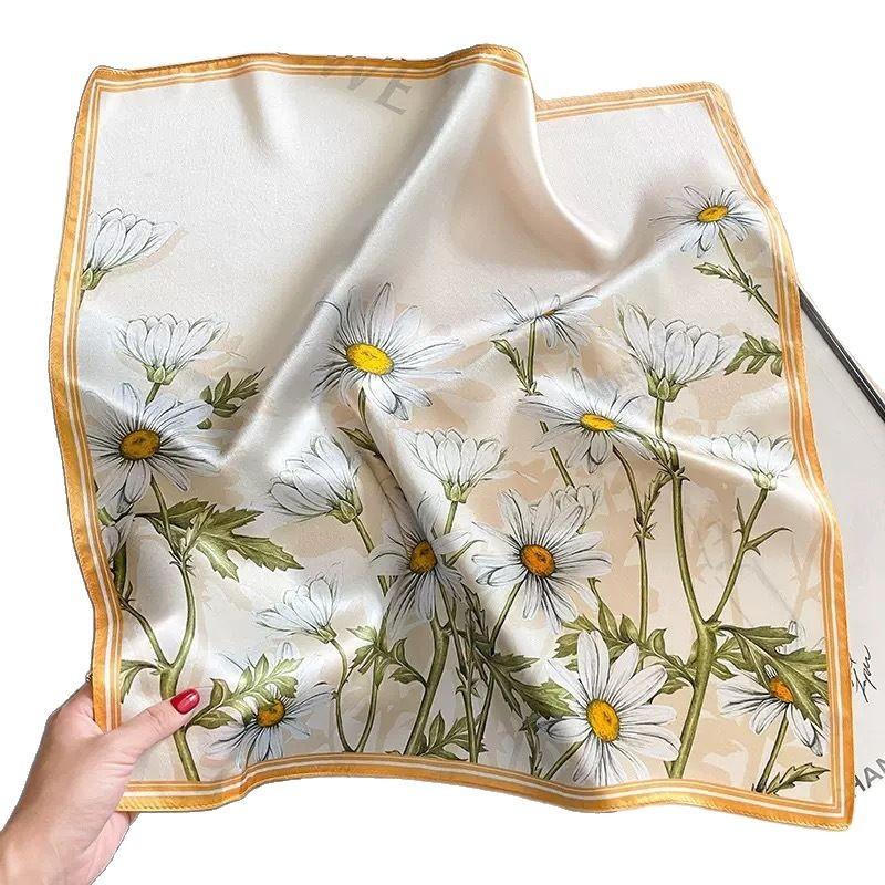 Scarf Female Flower Pattern 71 Square Scarf New Simulation Silk Scarf Printed Scarf Shawl Fashion High Sense