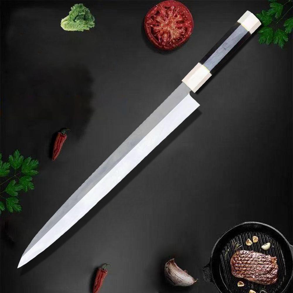 Нож для сашими Одностороннее лезвие Сталь 10Cr15MoV Нарезка Лосось Ветчина Филетирование Рыба Тесак Янагиба Японские Кухонные Ножи