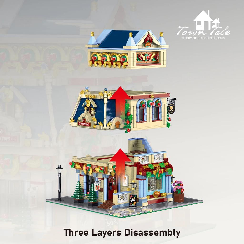 2745PCS Bear Toy House Building Blocks Creative City Street View MOC Bricks Model Desktop Display Ornaments Kids Holiday Gifts