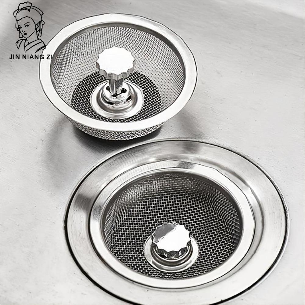 1 шт. Сетчатый фильтр для раковины с пробкой Обновите кухонную раковину фильтром для воды из нержавеющей стали