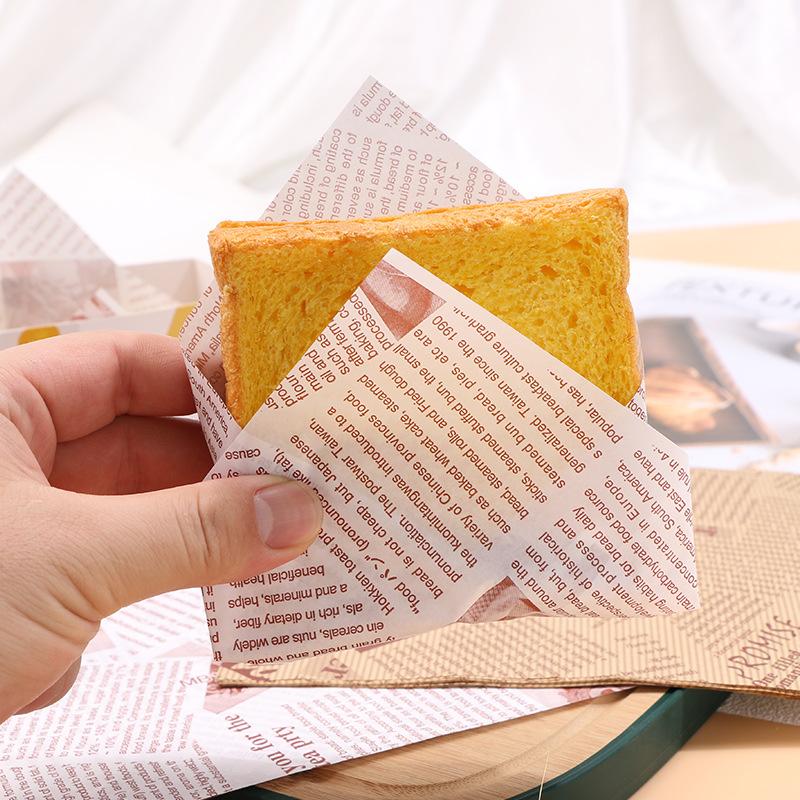 50 шт. Упаковка для выпечки Пакет для еды Жиронепроницаемый бумажный пакет Обертка для сэндвича, пончика, хлеба Гамбургер Кухонный аксессуар 18*18 см