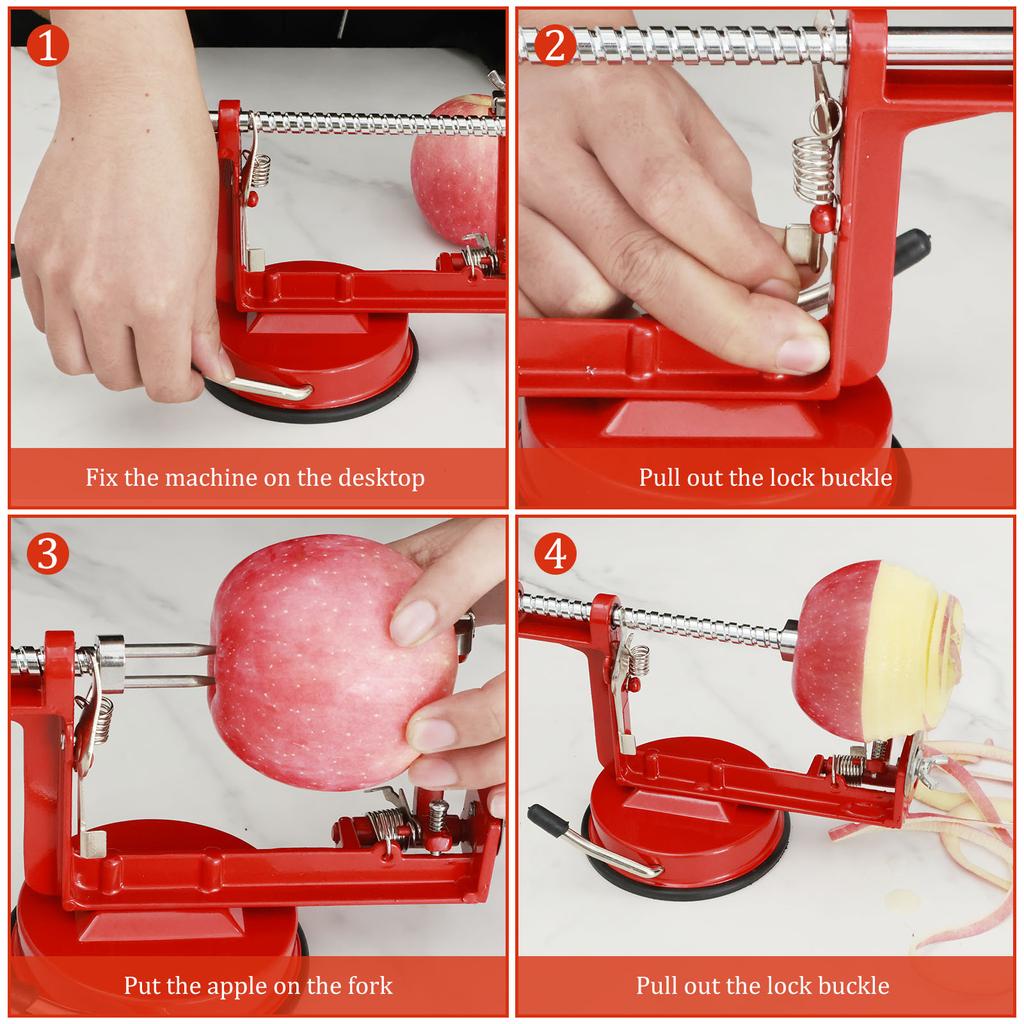 Three In One Fruit Peeler Manual Crank Peeler with Stable Suction Cup Labor-saving Peeler Suitable for Cutting Fruit Skin
