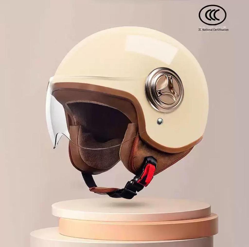 "Universal Retro Gray Motorcycle Helmet, 3C Certified for All Seasons"