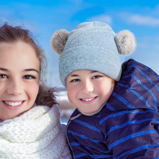 Детский зимний набор шапка, перчатки, шарф для девочек и мальчиков, утолщенный, на флисовой подкладке, вязаная шапка с помпоном, варежки, гетры для шеи, для малышей 3-6 лет