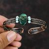 Malachite Cuff Bracelet Blue Chalcedony Beads Cuff Copper Wire Wrapped Jewelry Adjustable Bangle Gemstone Jewelry Handmade Cuff Gift For Her