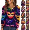 Women's Fashionable Loose Long Sleeved Carnival Printed Casual Top