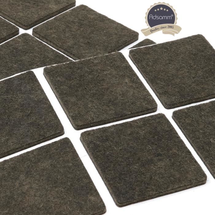 Patins en feutre - ADSAMM - 40x40 mm - Marron - Auto-adhésif - Lot de 12