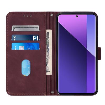 Кожаный чехол-кошелек с ремешком на руку и подставкой для Xiaomi Redmi Note 13 Pro+ 5G