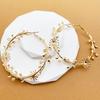 Exaggerated Hoop Earrings for Women Leaf Flower Gold Color Big Circle Earrings Vintage Trend Women's Jewelry Gift