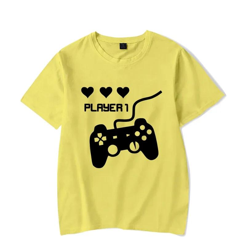 Couple T Shirt Layer 1 and Player 2 Game Graphic Tshirts Harajuku Men Women Tee Shirt Summer Short Sleeve Lovers Couple T-shirt