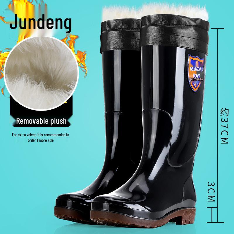 Мужские высокие резиновые дождевые ботинки песочного цвета, быстросохнущие - Водонепроницаемые, Нескользящие, Без сетки