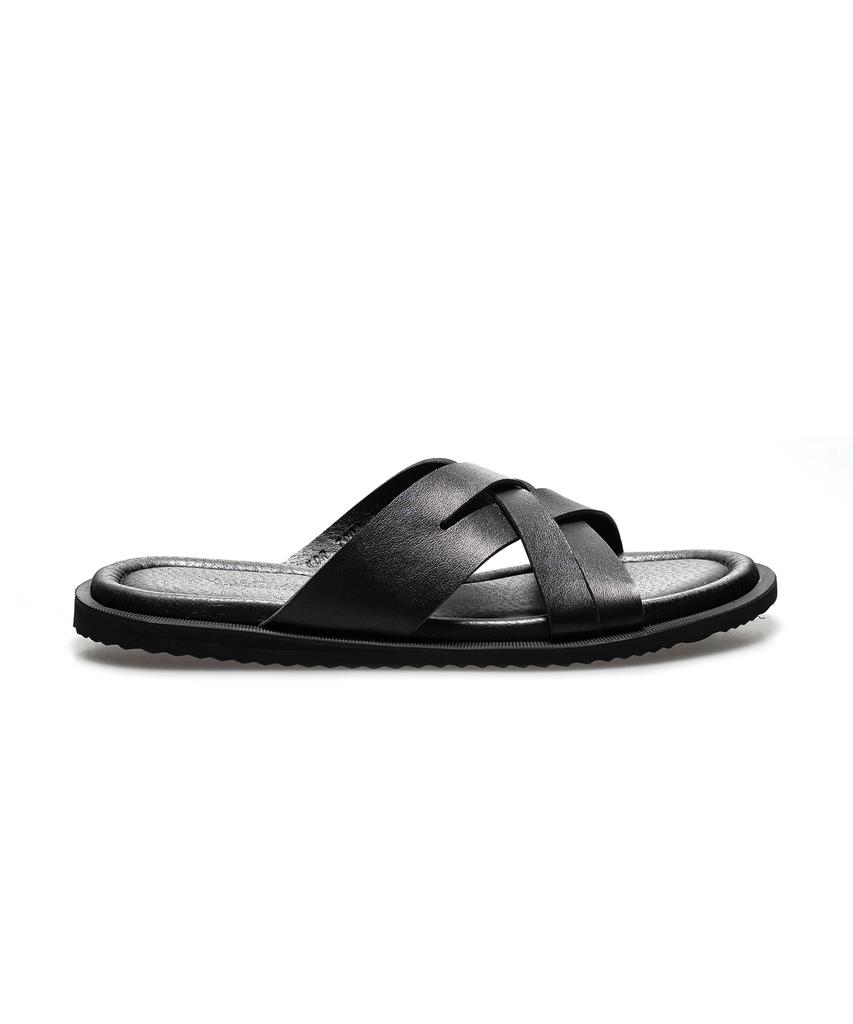 Allclassic Alc7002 Intrecciato Leather Slippers_Black