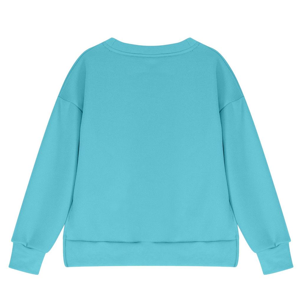 Children's Oversized Pullover Sweatshirt Girls' Round Neck Split-Front Solid Color Hoodie