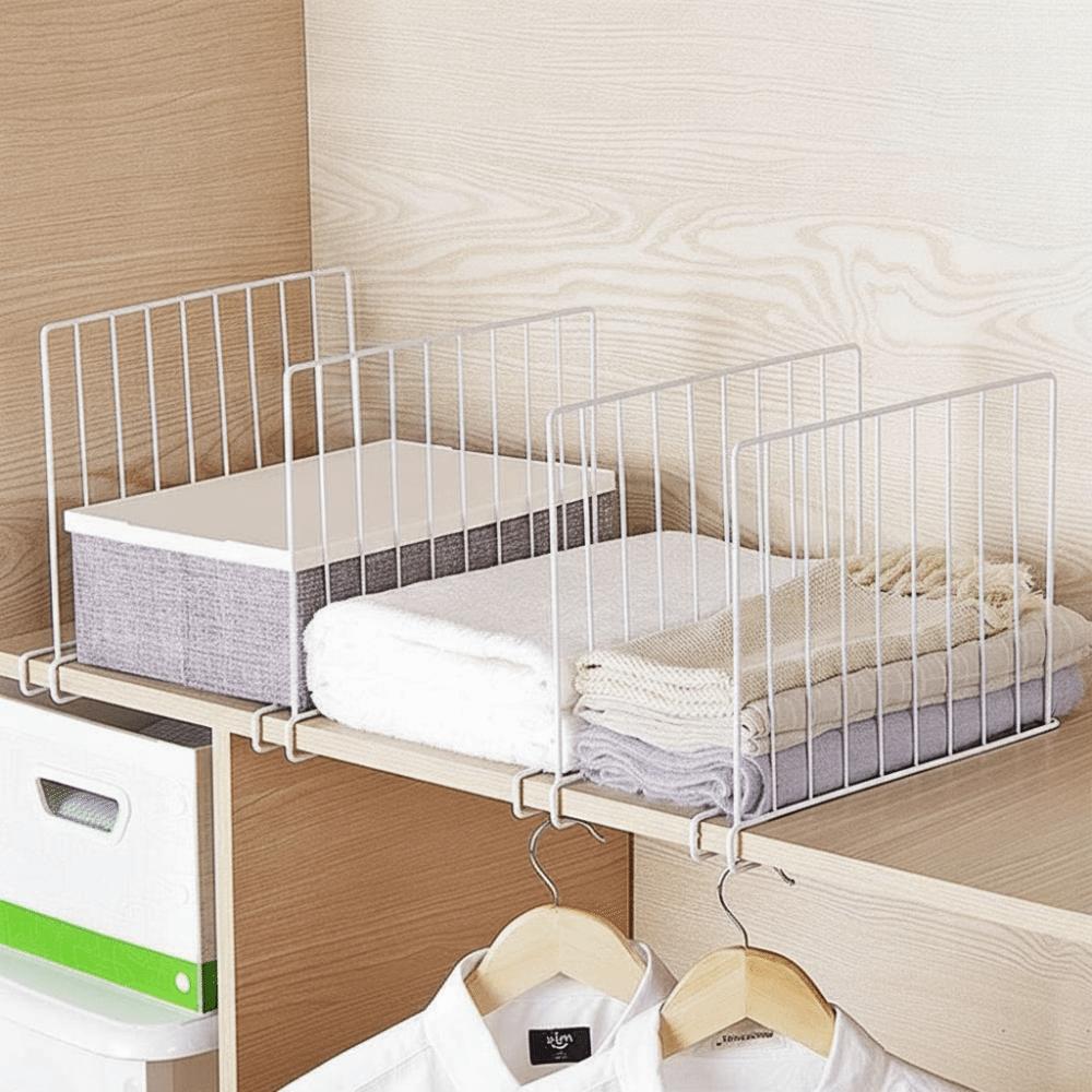 Metal Closet Divider White Closet Separator Space Saving Wardrobe Divider  For Clothes