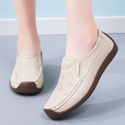 Женские балетки мокасины туфли для вождения комфортные повседневные слипоны с вышивкой для ходьбы минималистичные туфли для мамы