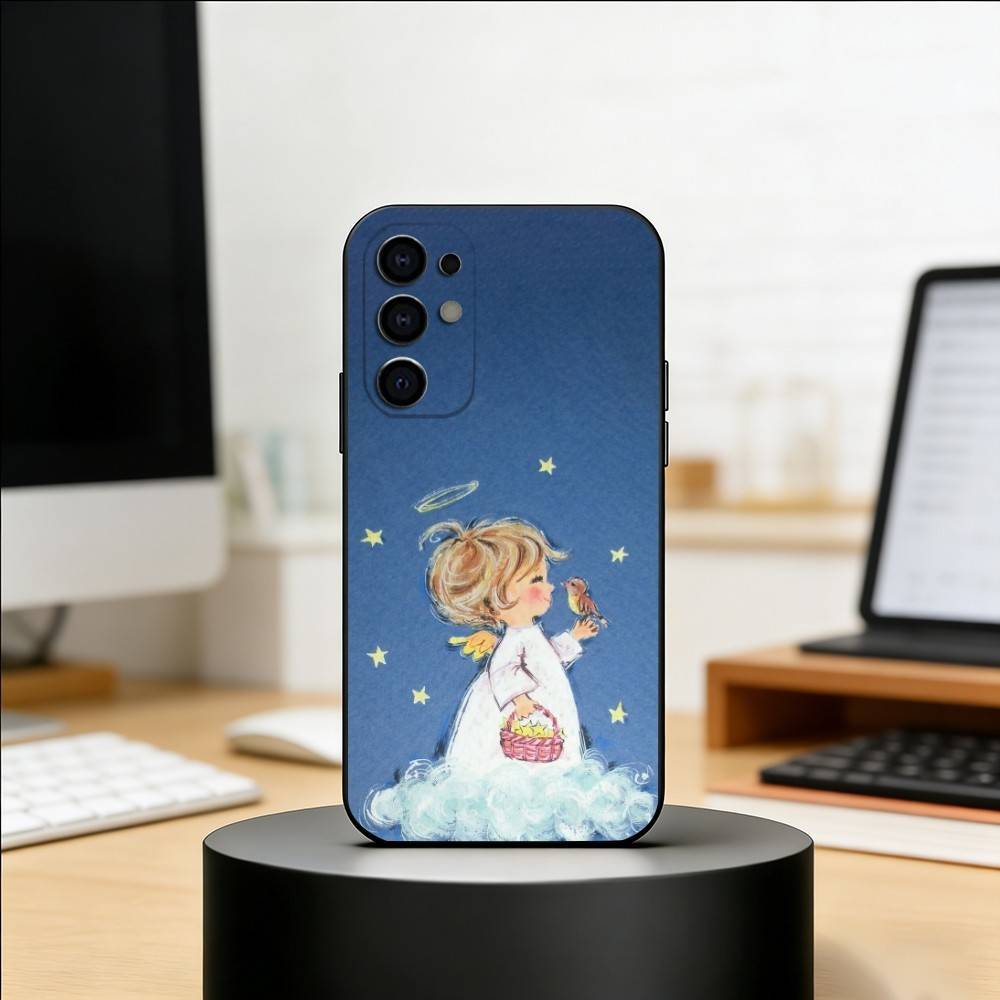 Чехол для телефона 'Исцеляющий маленький ангел' для Samsung S25, S24, S21, S22, S23, S30, Ultra, S20, Plus, Fe, Мягкий силиконовый черный чехол