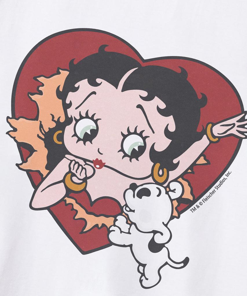 CNVS Betty Boop Heart Bust Oversized Short Sleeve T-Shirt_White