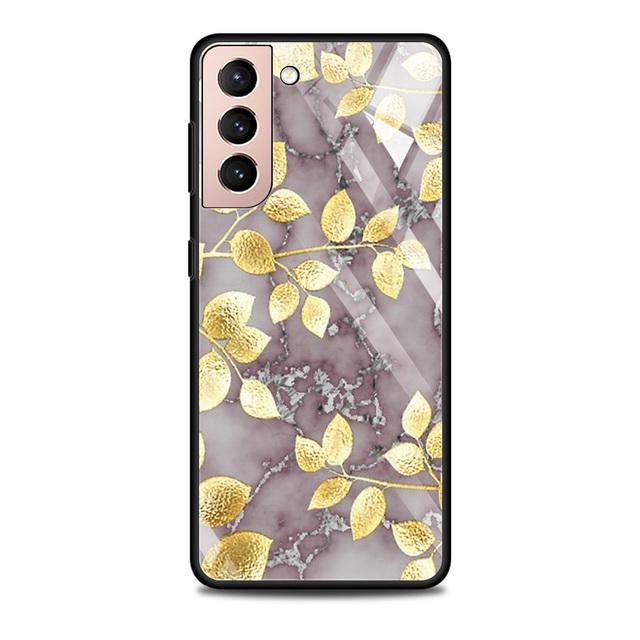Чехол из закаленного стекла для Samsung Galaxy S21 S20 Ultra S10 Plus Lite S20fe 5g S10e S9 S8, бампер, чехол, шикарный мрамор, золотая фольга