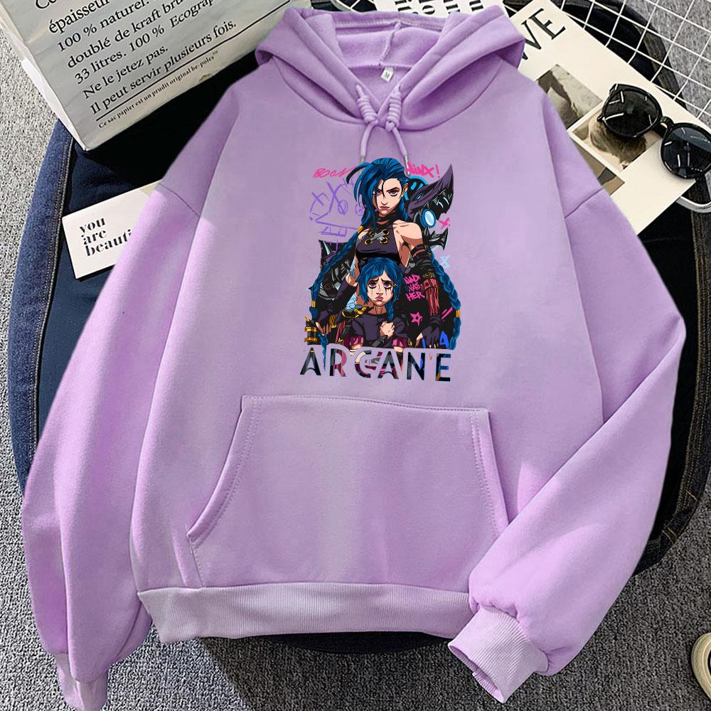 Толстовки Jinx Arcane с капюшоном с длинным рукавом для мужчин/женщин, уличная женская повседневная игровая графическая одежда, зимний теплый пуловер