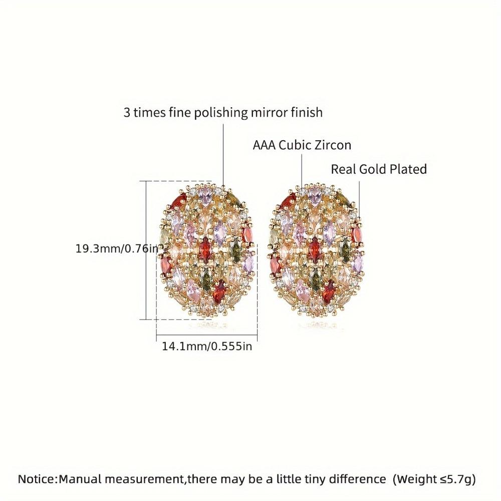 Glaring Colorful Zircon Earring Copper Gilding Ear Drop Elegant Ear Jewelry Women