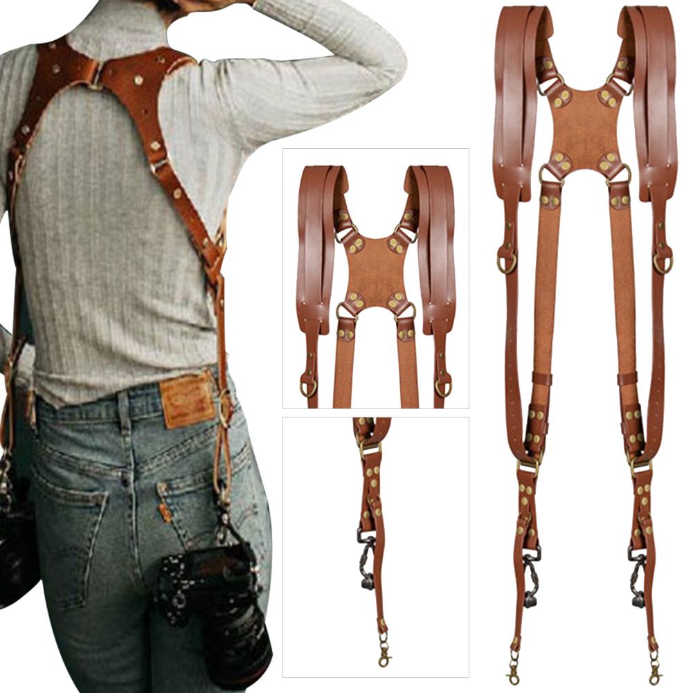 Ремень для камеры, регулируемый, двойной, кожаный, ремень для камеры, аксессуары для зеркальных фотоаппаратов Sony Canon Nikon