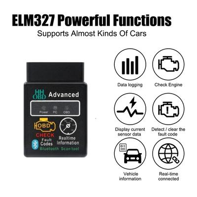Bluetooth ELM327 OBD2 Сканер кодов автомобиля V1.5 Детектор неисправностей Проверка двигателя Автомобильные диагностические инструменты для iOS/Android/ПК