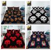 Постельное белье с принтом в виде головы черепа, односпальная двуспальная кровать, полноразмерная персонализированная наволочка с темным узором и пододеяльник 2 или 3 удобных украшения для дома