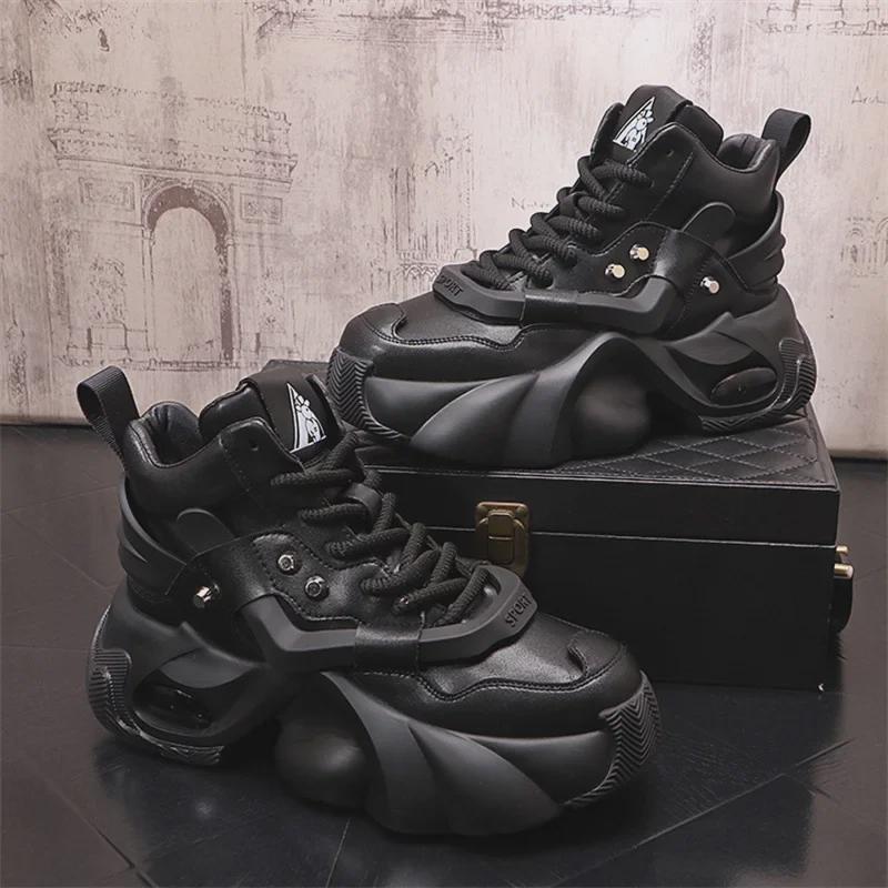 2024 Men's Mid-High Top Breathable Sports Shoes: Trendy, Versatile, Thick-Soled Summer Footwear