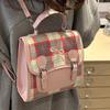Casual Versatile Niche Plaid Backpack for Women New Style Small Backpack Contrasting Color Mini Handbag