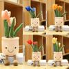 Succulent Tulip Plants Plush Stuffed Toys Potted Flower Bookshelf Decor Gifts