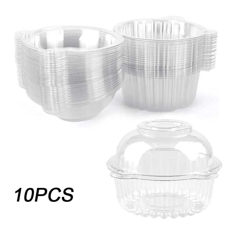 10/50 шт. с крышками, прозрачная упаковка для десертов на день рождения, держатель для кексов, свадебный контейнер для пончиков, кексов, тортов, десертов