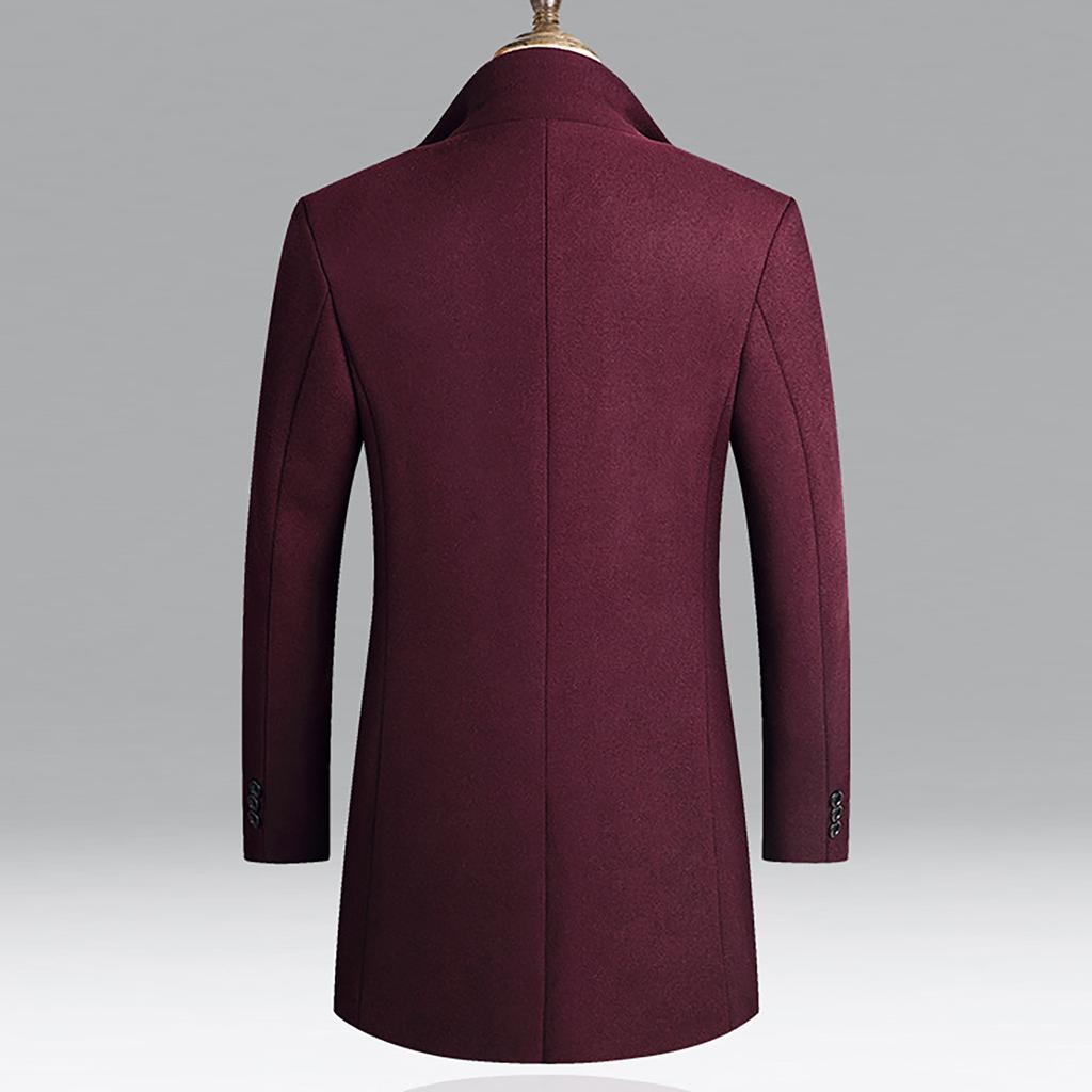 Осенне-зимнее мужское шерстяное пальто средней длины, ветровка с утолщенным хлопком, мужское пальто