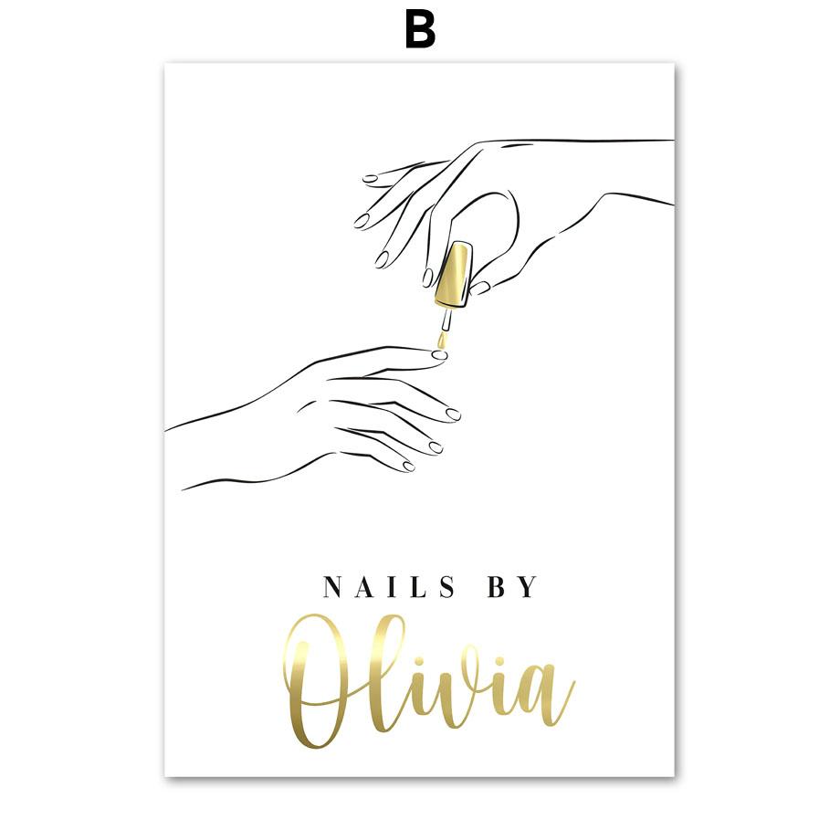 Золотая фольга для ногтей, плакаты с ресницами и принты, лак для ногтей, подарок, студия красоты, косметолог, салон, настенная живопись на холсте, декор для комнаты