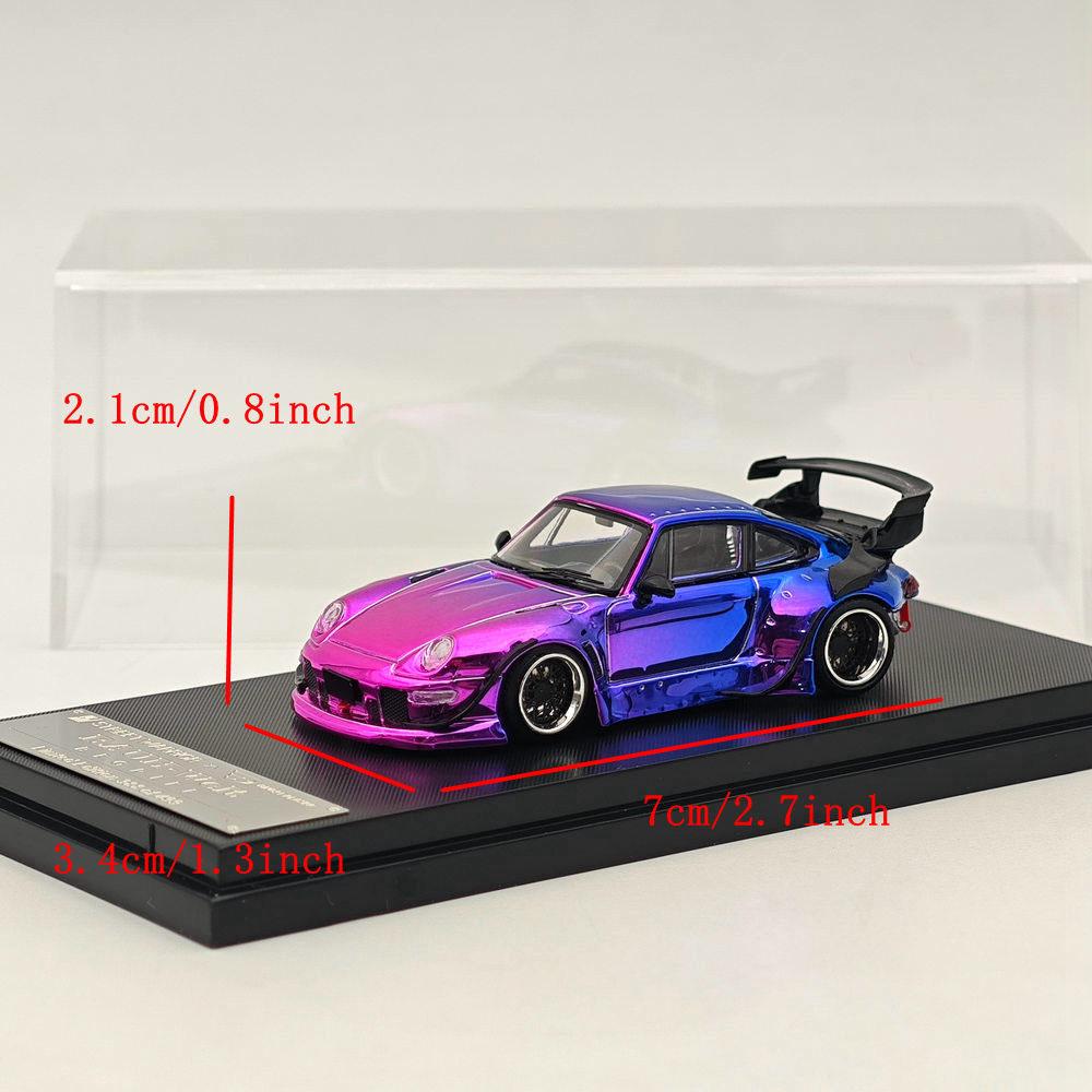 SW 1/64 for 993 Gradient Chrome Purple Diecast Models Car Toy Limited 499 Collection Auto Gift Toy Vehicle Models