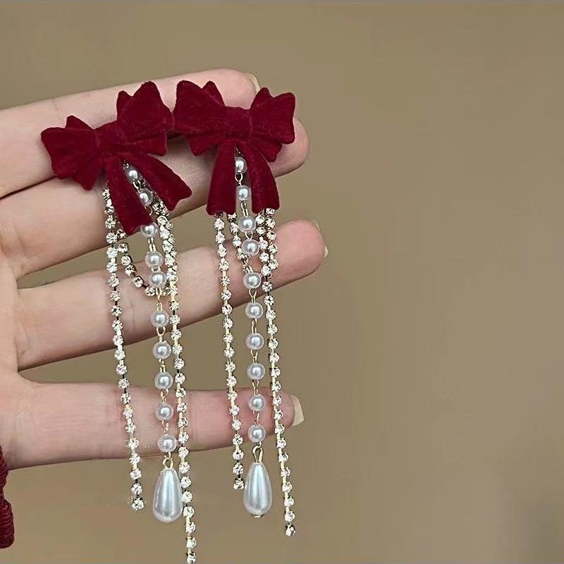 Роскошные серьги-кисточки с красными цветами: Стильные, Дорогие, Акцентные Серьги-Гвоздики для Женщин