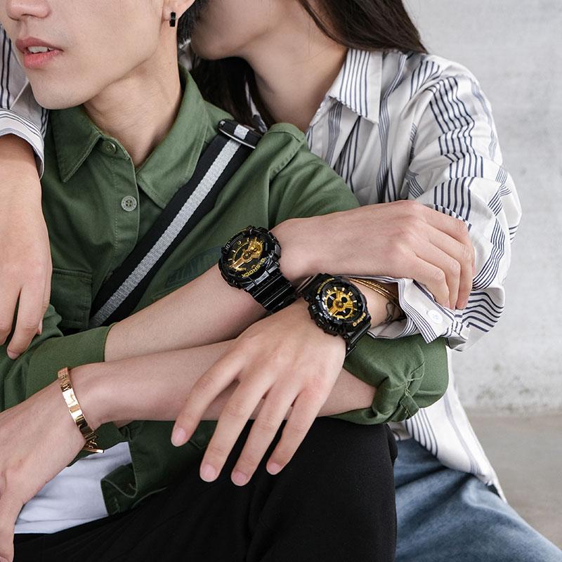 Casio Модные спортивные кварцевые часы с ремешком из смолы, японские и корейские, унисекс, черный циферблат BA-110-1APR+GA-110GB-1APR