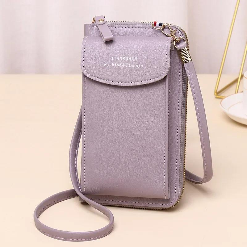 Women's Wallet Shoulder Mini Leather Bags Straps Mobile Phone Big Card Holders Wallet Handbag Money Pockets Girls
