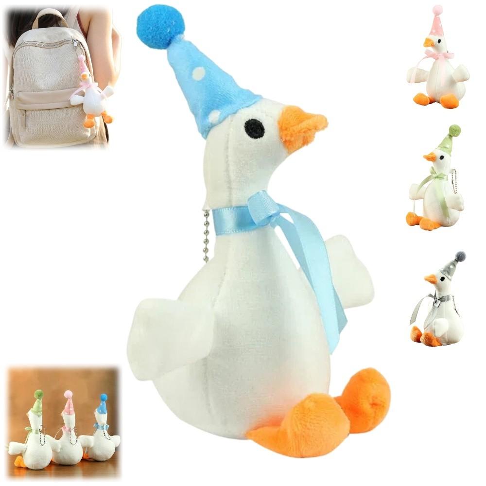 High-Quality Cute Cartoon Design Goose Keychain Soft Fluffy White Goose Keychain 20cm Animal Bag Charm For Friend Gift