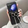 For Samsung Galaxy Z Flip7 FE 5G/Z Flip6 5G Case Hinge Protection Leather+PC Phone Cover with Crossbody Beaded Strap