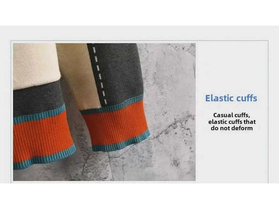 Мужской вязаный кардиган с V-образным вырезом - мода весна/осень 2024 г., свитер с цветными блоками, куртка в стиле панк