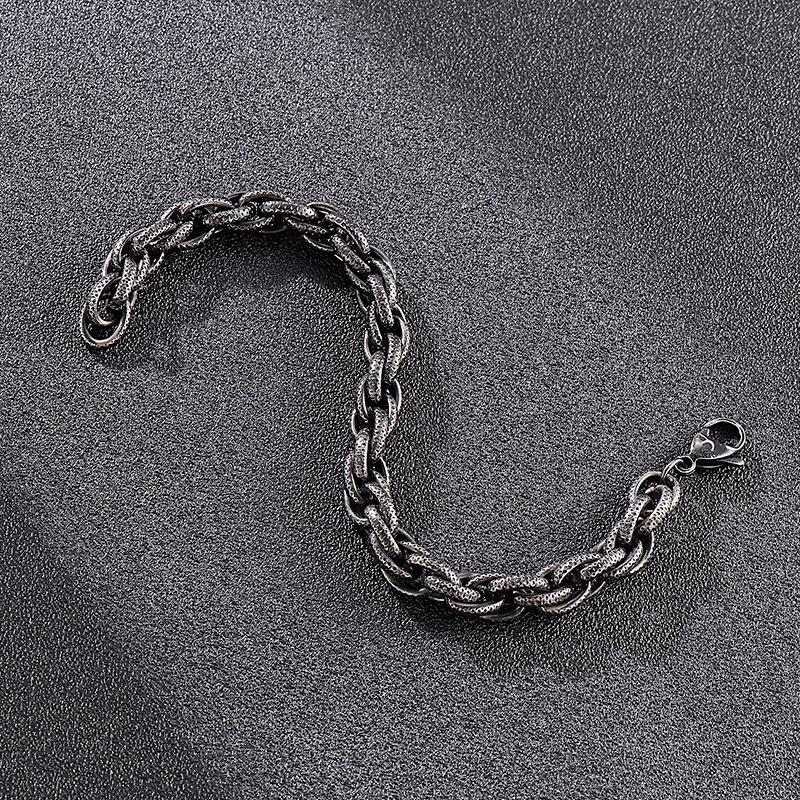 Retro Black Dotted Hip Hop Thick Twist Chain Titanium Steel Men 'S Bracelet Necklace