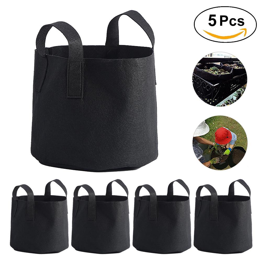 1 2 3 5 7 10 Gallon Black Plants Growing Bag Vegetable Flower Aeration Planting Pot Container