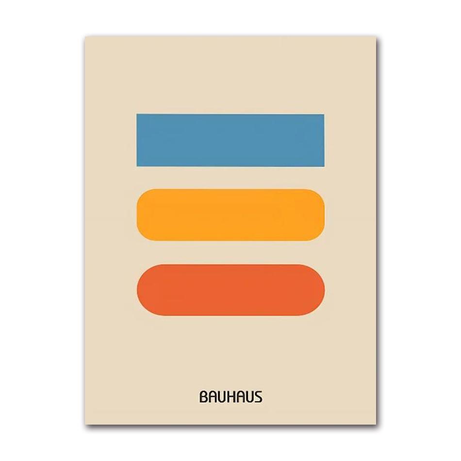 Nordic Striped Bauhaus Abstract Geometric Line Art Poster, Self-Adhesive Waterproof Wall Sticker for Cafe & Bar Room Decor