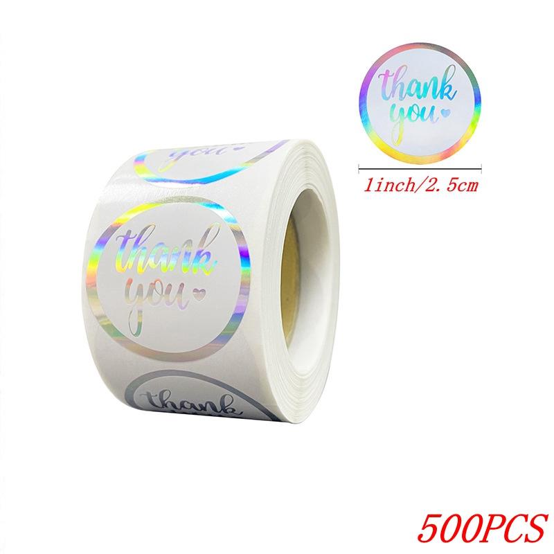 100-500pcs Rainbow Laser Thank You Stickers 1inch Small Business Stickers for Boutiques Wrapping Supplies Gift Packaging Labels