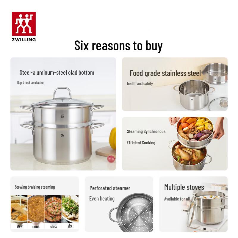 Zwilling NovaPlus 304 Stainless Steel Steamer Pot Set