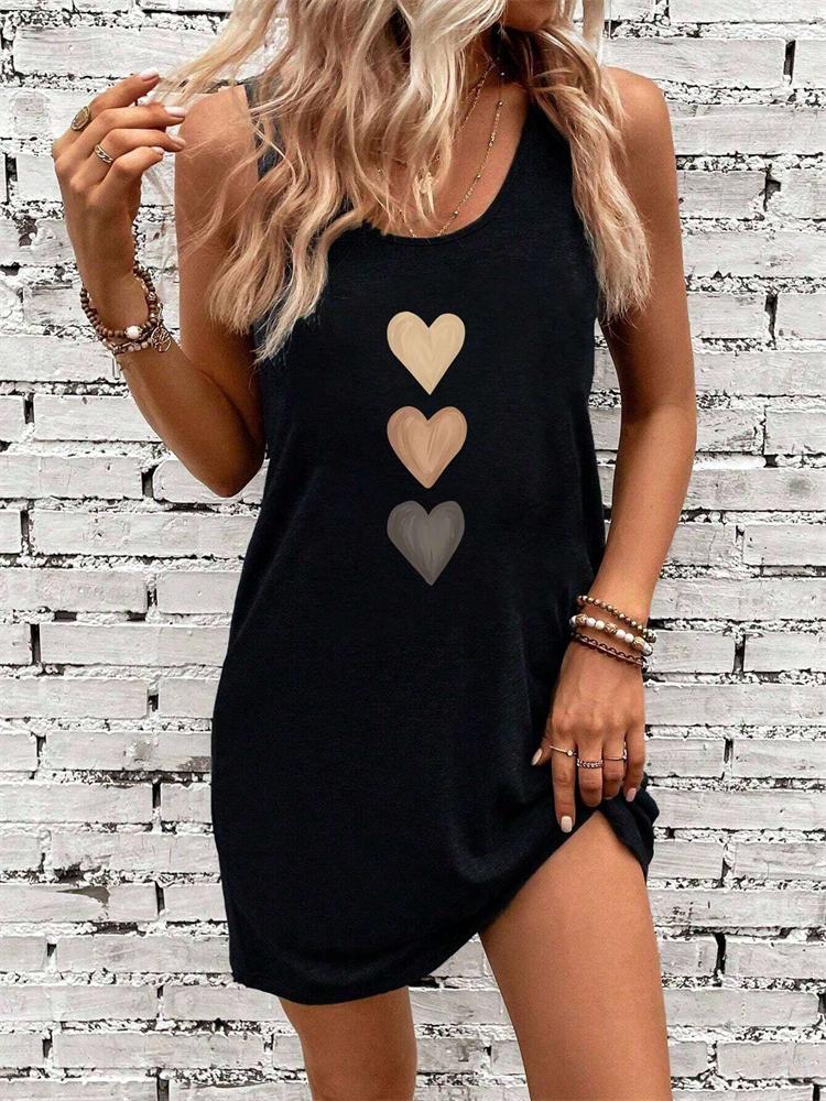 Women's Summer Round-Neck Dress with Butterfly Sun and Moon Print—Casual Fashionable and Trendy Street Style Dress
