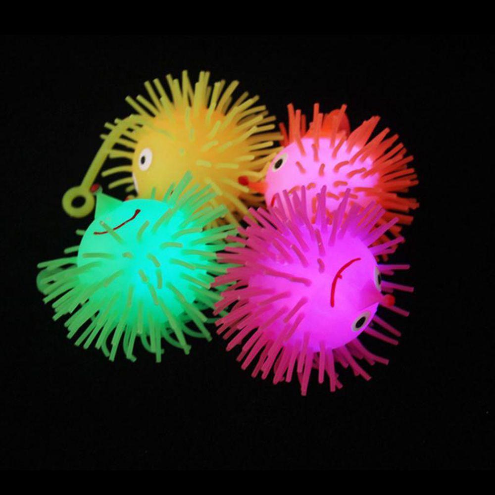 Stress Baby Elastic Toy Vent Ball LED Light Up Toy Glowing Hair Flash Ball Elastic Glow Hair Ball
