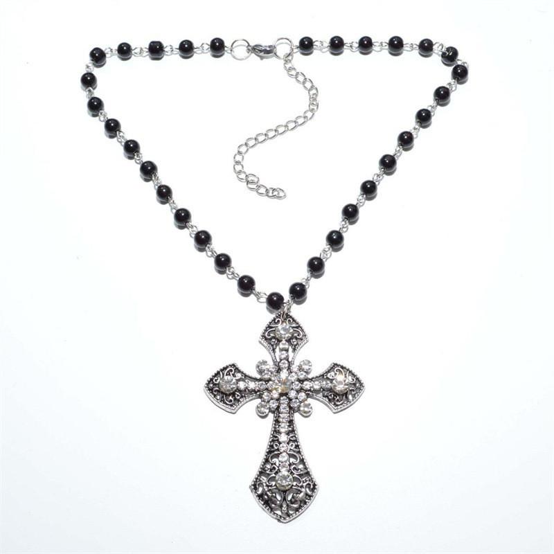 Gothic Cross Necklace For Women With Alloy Pendant And Chain Jewelry Accessory