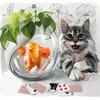 Diamond Cartoon Cat Play Card Goldfish Full Round Diamond Painting Cross Stitch Diamond Embroidery