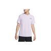 Solid Color Logo Print Crew Neck Short Sleeve T-Shirt Men Tops Light-Purple DV9305-511